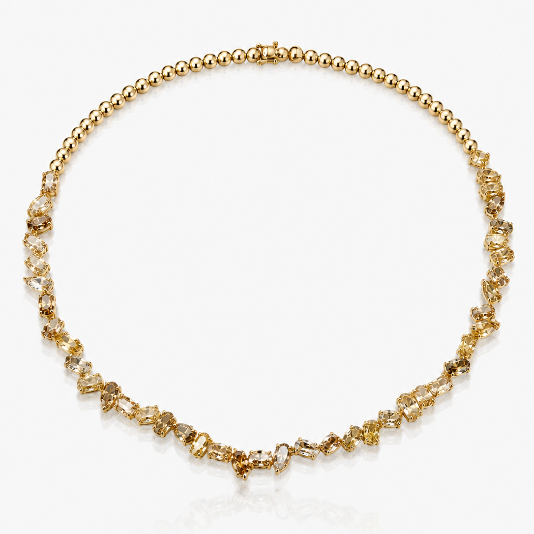 29.8 Carat Champagne Diamond Mixed Shape Necklace