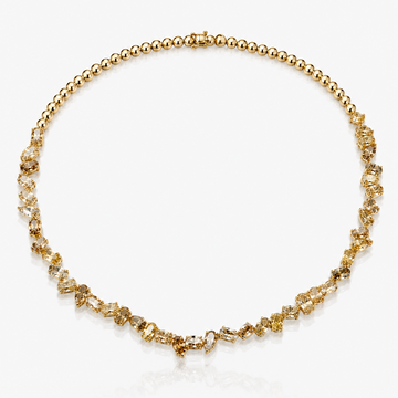 29.8 Carat Champagne Diamond Mixed Shape Necklace