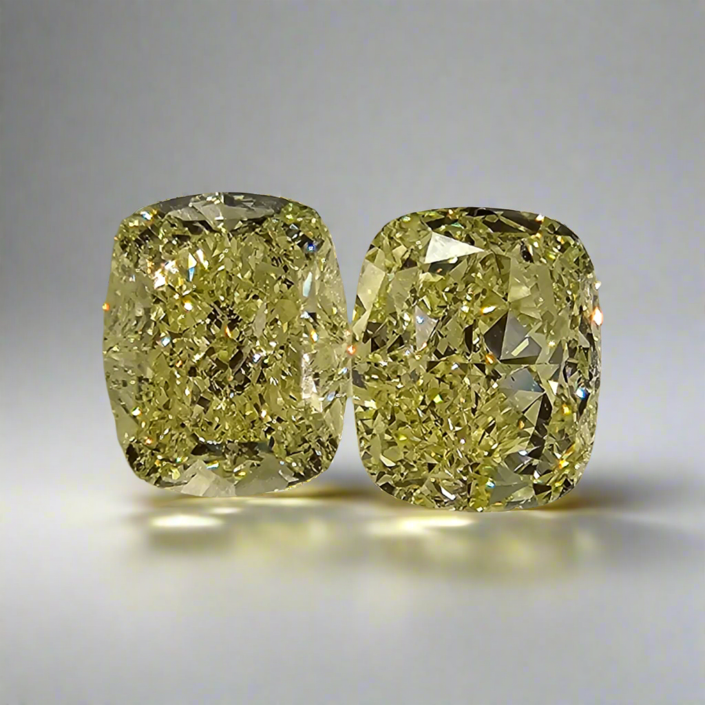3ct Fancy Light Yellow Cushion loose stone — color diamond specialists Rare Colors by Namdar