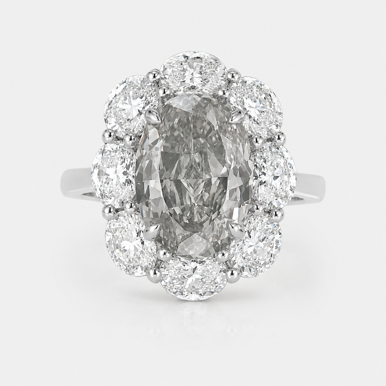 4ct GIA Fancy Gray Oval Diamond Halo Engagement Ring