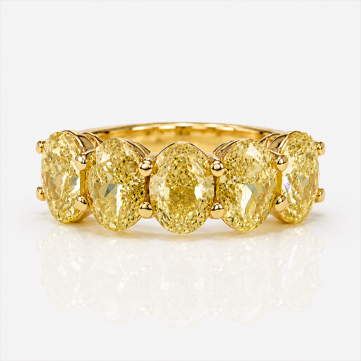 5.9ct Fancy Light Yellow Oval Diamond Half Eternity Band