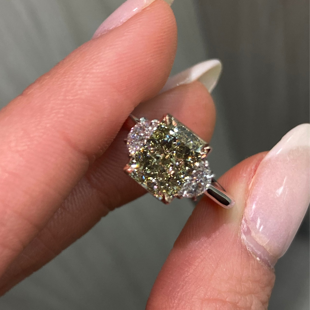 Rare Colors by Namdar 3ct Greenish Yellow diamond engagement ring, New York City