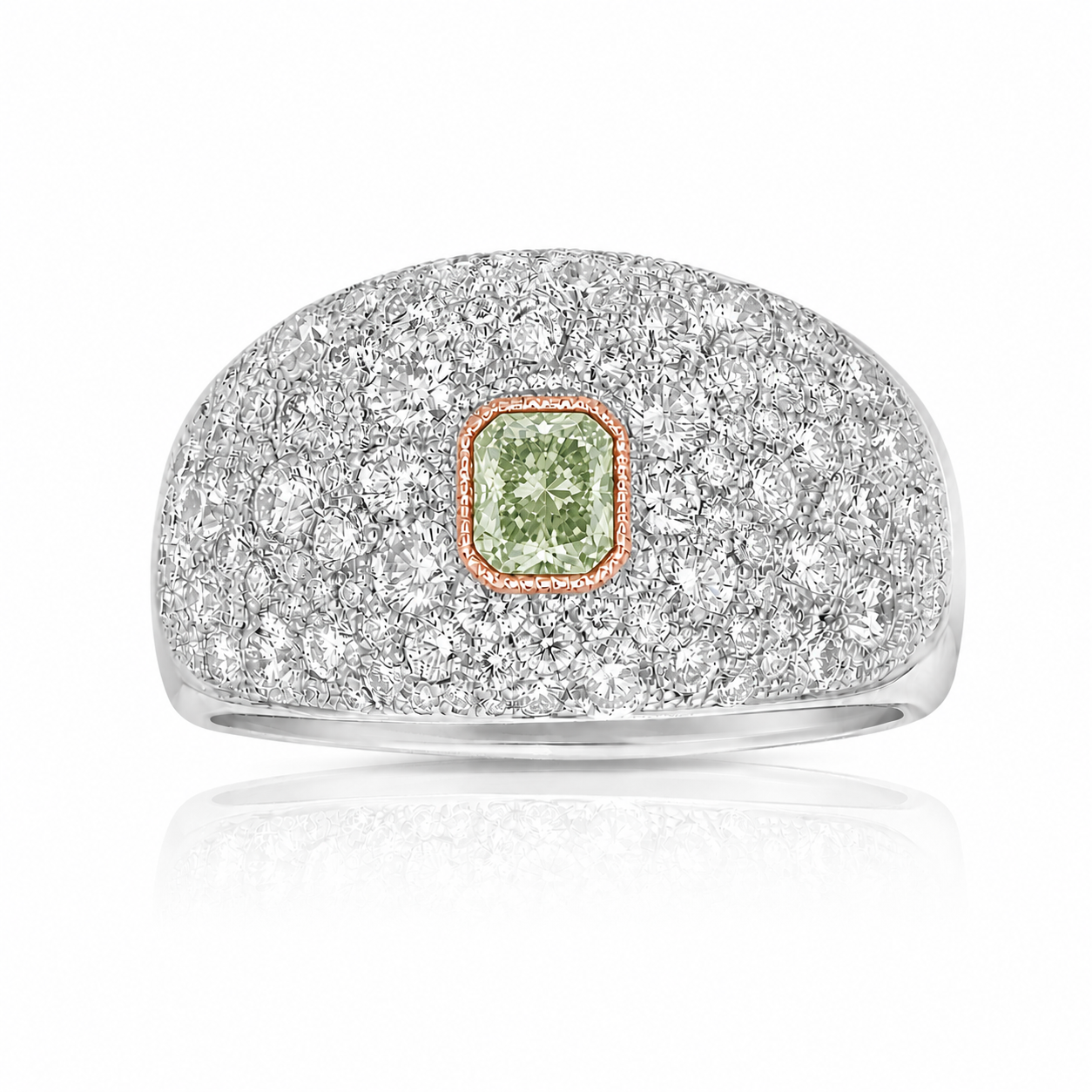 Half Carat Fancy Green Radiant Diamond Icon Ring