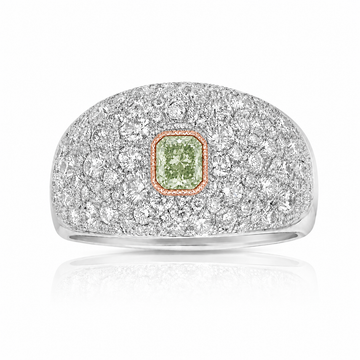 Half Carat Fancy Green Radiant Diamond Icon Ring