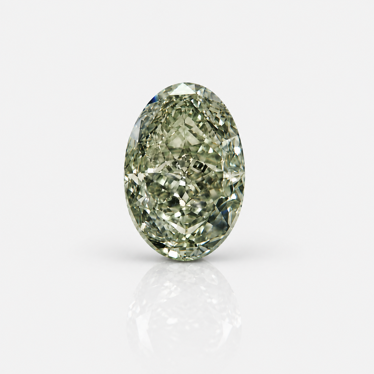2.03ct GIA Certified Natural Fancy Grayish Yellowish Green Oval Cut Diamond