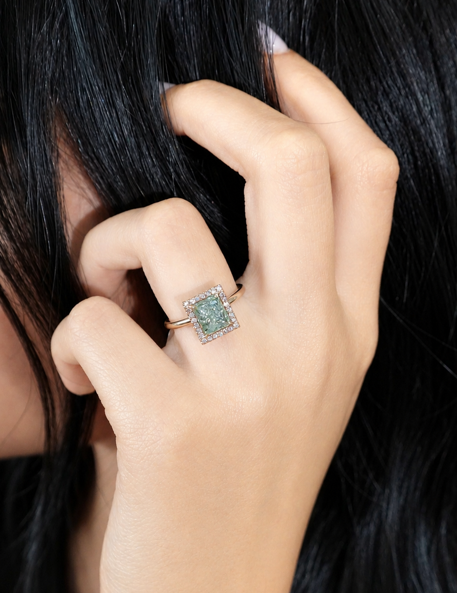 2ct Green Princess diamond engagement ring by Rare Colors by Namdar, New York City