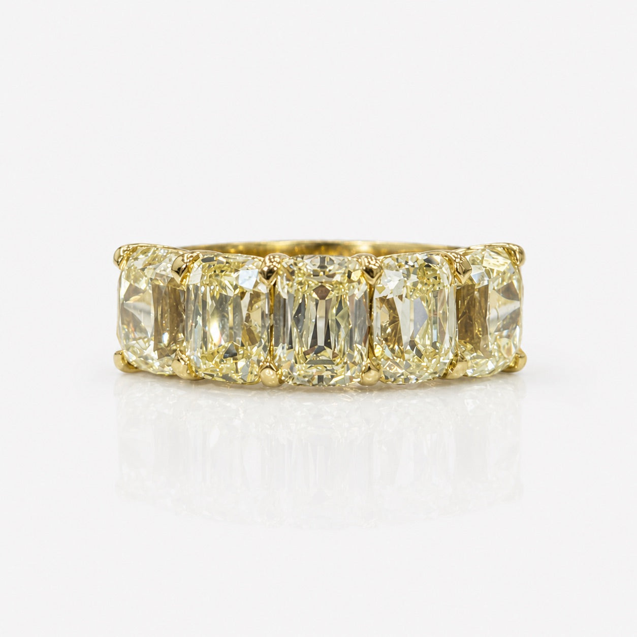 5 Carat Antique Cushion Yellow Diamond Half Eternity Band