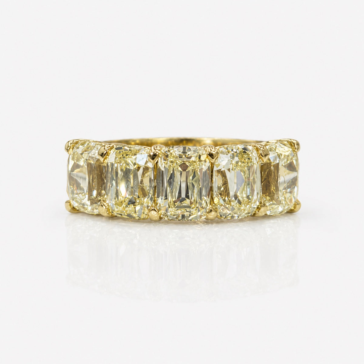 5 Carat Antique Cushion Yellow Diamond Half Eternity Band