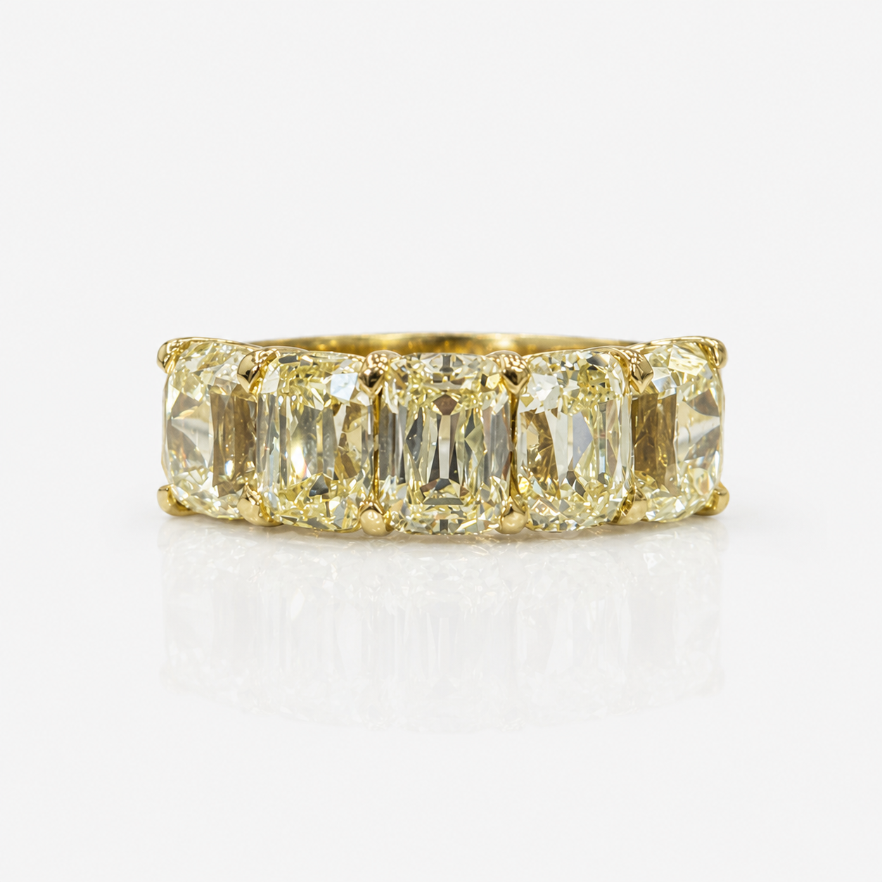 5 Carat Antique Cushion Yellow Diamond Half Eternity Band