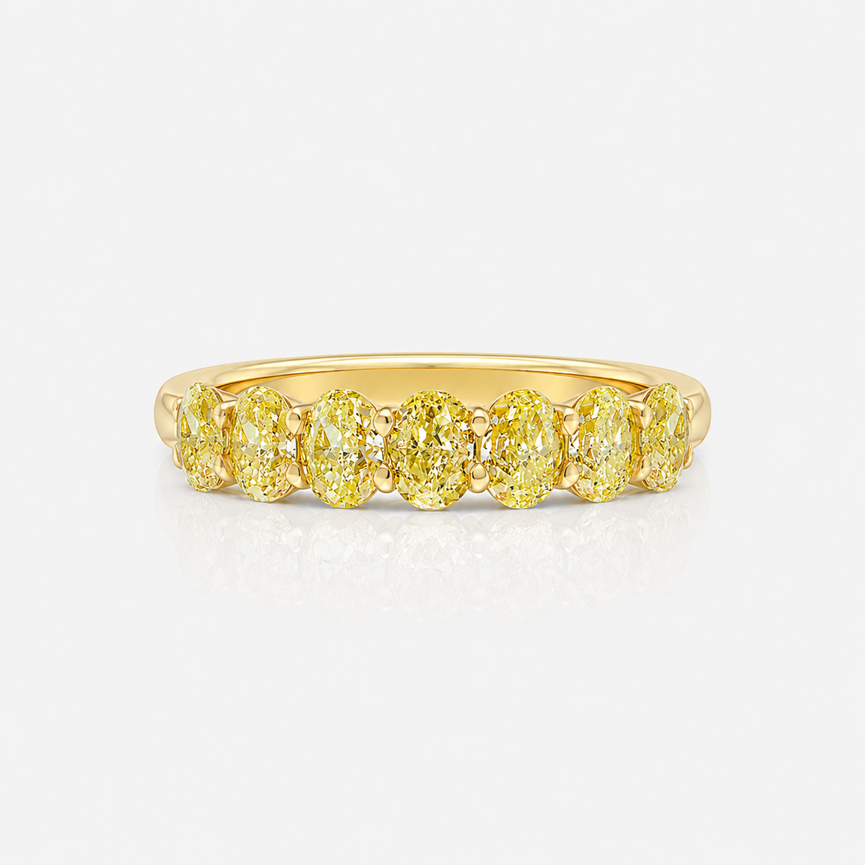Fancy Yellow Oval Diamond Half Eternity Band