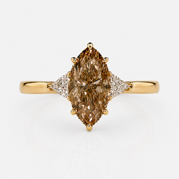 3ct Champagne Marquise Diamond Three Stone Engagement Ring
