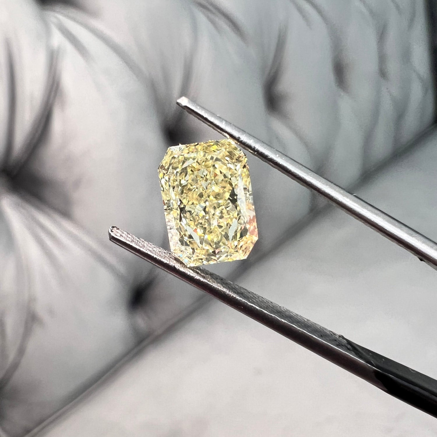 GIA 2.01ct Fancy Light Yellow Elongated Radiant diamond loose stone at Rare Colors by Namdar, 5th Avenue New York
