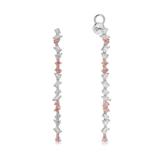 Pink and White Diamond Drop Earrings