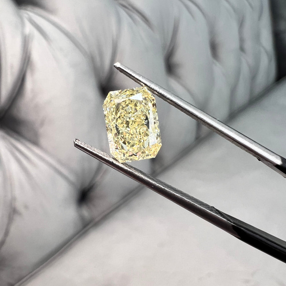 2.01ct Fancy Light Yellow Elongated Radiant loose stone — color diamond specialists Rare Colors by Namdar