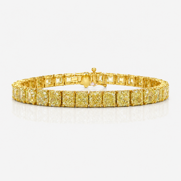 24 Carat GIA Fancy Light Yellow Elongated Radiant Diamond Tennis Bracelet