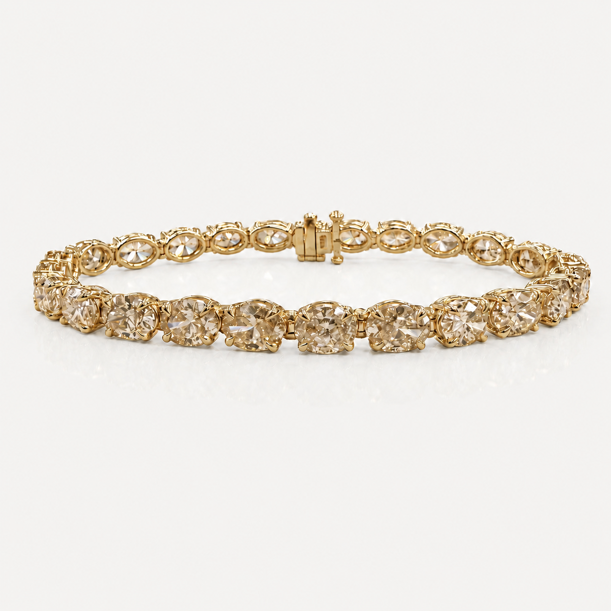 14ct Champage Oval Diamond Tennis Bracelet