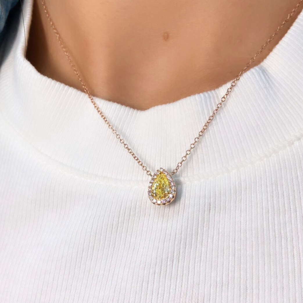 Pink Pear pendant necklace — color diamond specialists Rare Colors by Namdar