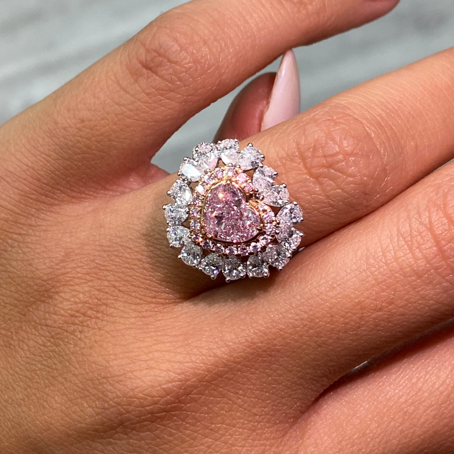 GIA 1.89ct Pink Heart diamond ring at Rare Colors by Namdar, 5th Avenue New York