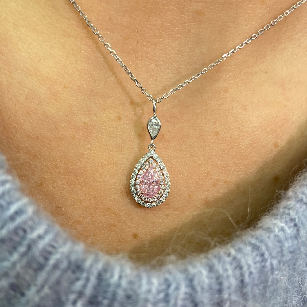 Pink Pear pendant necklace — color diamond specialists Rare Colors by Namdar