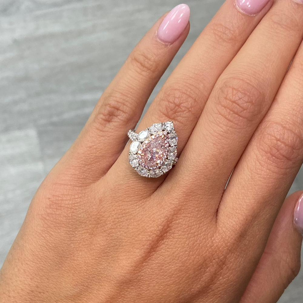 2ct Pink Pear ring — color diamond specialists Rare Colors by Namdar