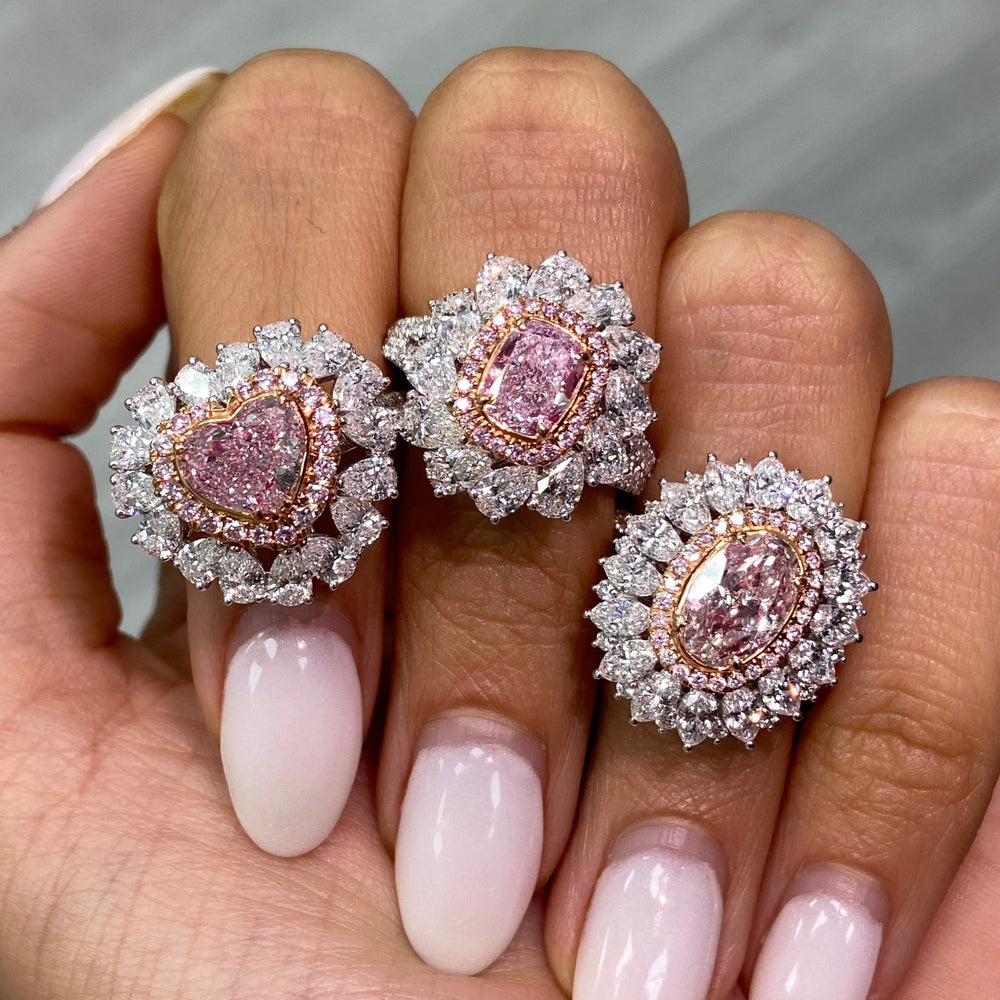 GIA 1ct Light Pink Cushion diamond ring at Rare Colors by Namdar, 5th Avenue New York