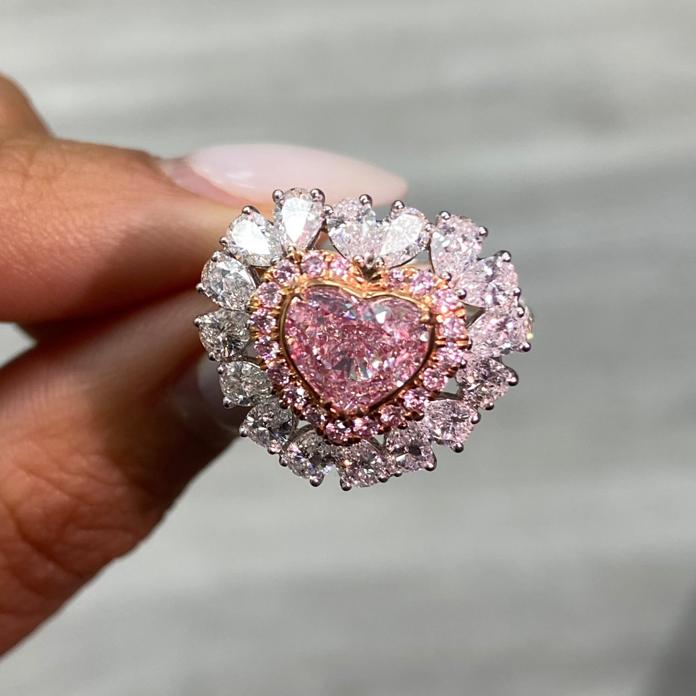 1.89ct Pink Heart diamond ring, handcrafted by Rare Colors by Namdar