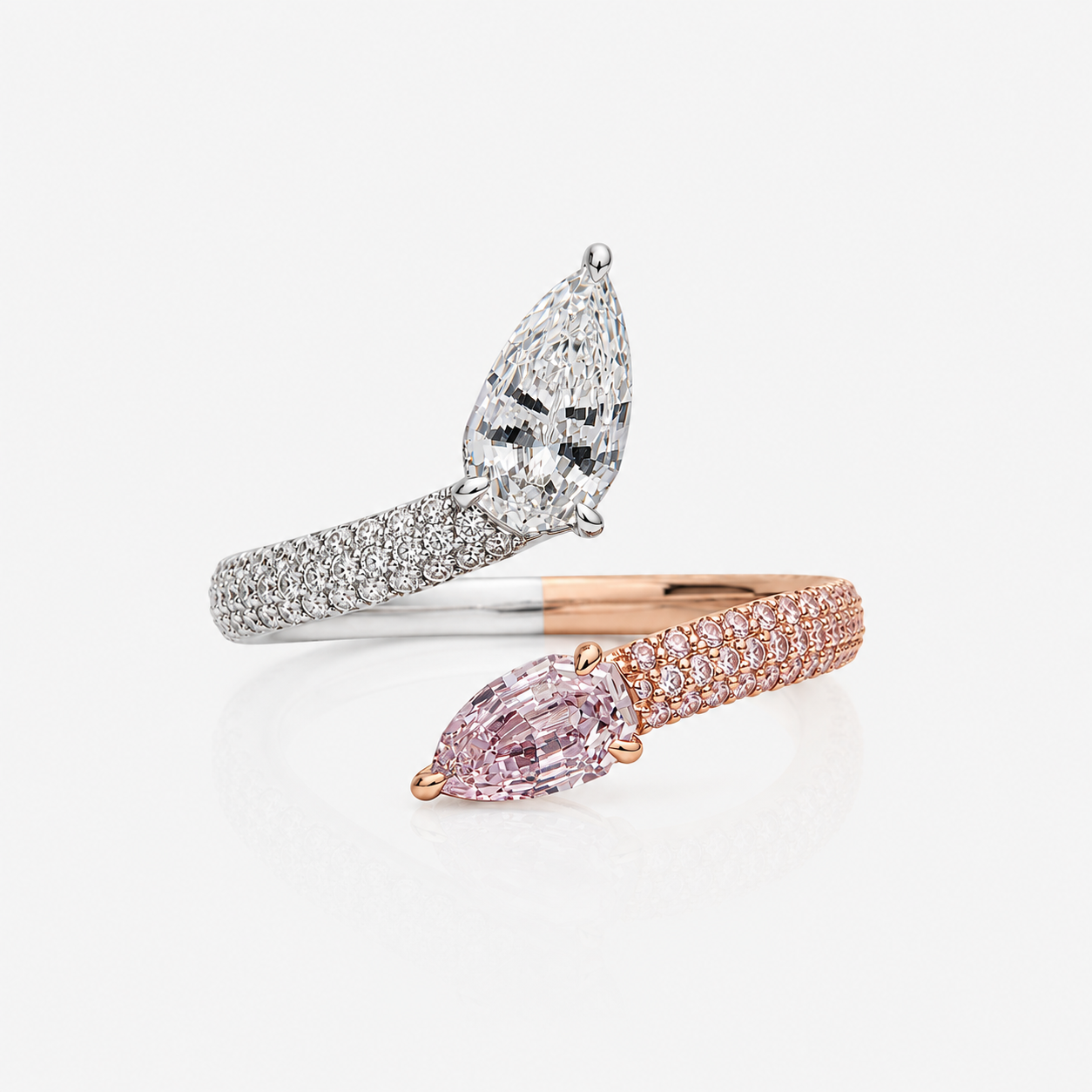 Rare Colors by Namdar Pink Pear diamond spiral ring, New York City