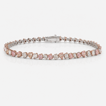 Pink and Colorless Mixed Shape Diamond Bracelet