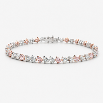 5.7 Carat Pink and Colorless Pear Diamond Tennis Bracelet