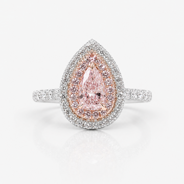 Pink Pear Diamond Double Halo Engagement Ring