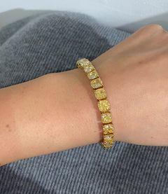 37.34ct Cushion Yellow Diamond Tennis Bracelet