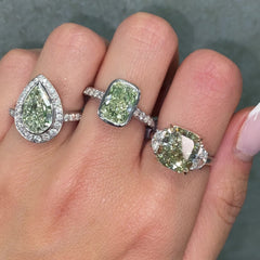 3.47ct Fancy Greenish Yellow Cushion Diamond Engagement Ring