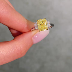 2.5 Fancy Yellow Cushion Diamond Engagement Ring