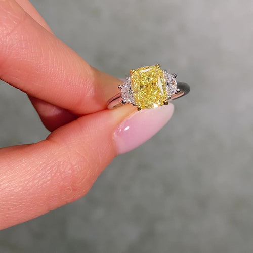 2.5 Fancy Yellow Cushion Diamond Engagement Ring