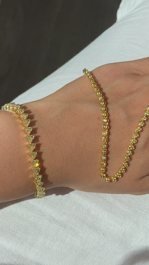 Intense Yellow Round Diamond Bezel Set Necklace