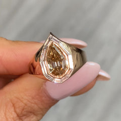 Bezel Set Champagne Diamond Ring