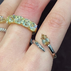 5 Carat Yellow Diamond Antique Cushion Diamond Half Eternity Band