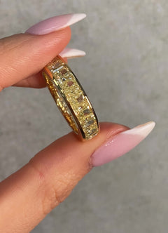 8ct Yellow Cushion Diamond Channel Set Eternity Band