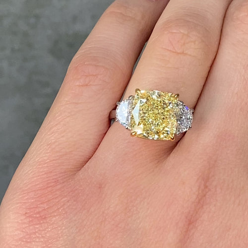 7ct Fancy Yellow Cushion Diamond Engagement Ring