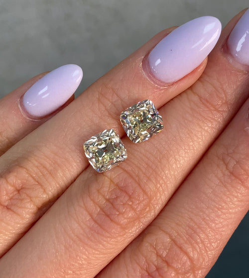 3 Carat Each Light Yellow Antique Cushion Cut Diamonds - Loose