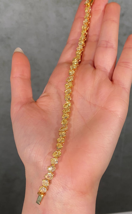 18 Carat Mixed Shape Yellow Diamond Tennis Bracelet