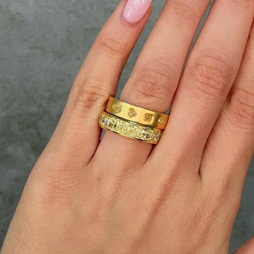 Mixed Shape Yellow Diamond Bezel Eternity Band