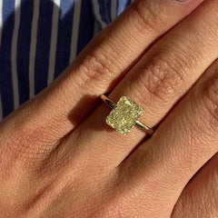 3.03 Carat Fancy Light Yellow Elongated Radiant Cut Diamond