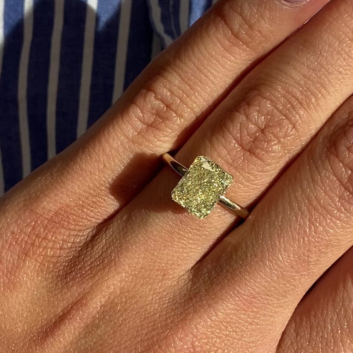 3.03 Carat Fancy Light Yellow Elongated Radiant Cut Diamond