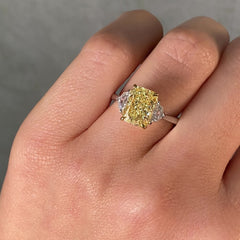 3 Carat Elongated Radiant Yellow Diamond Engagement Ring