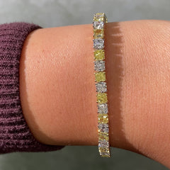 11ct Alternating Yellow and Colorless Diamond Tennis Bracelet