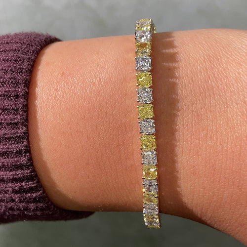 11ct Alternating Yellow and Colorless Diamond Tennis Bracelet