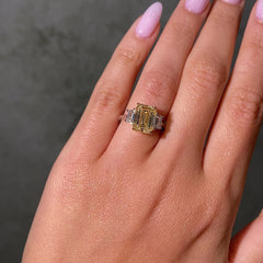 4.05ct Light Yellow Emerald Diamond Engagement Ring