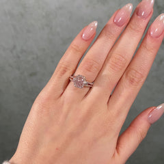 1 Carat Pink Radiant Diamond Halo Engagement Ring