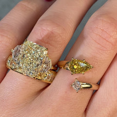 Vivid Yellow Kite Diamond Spiral Ring